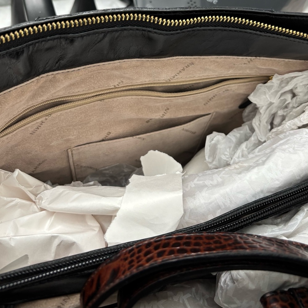 Brahmin Black and Brown LeatherTote Bag - Picture 7 of 11
